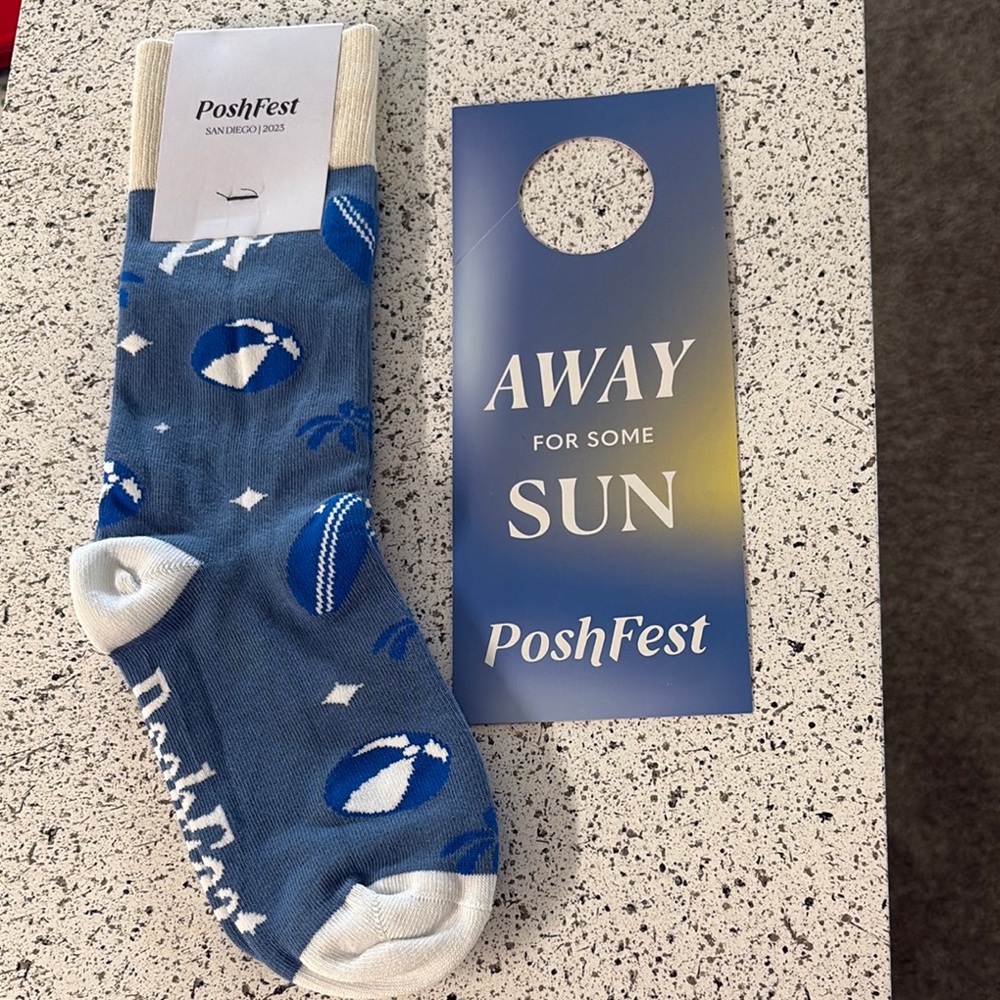 Poshfest socks and door hanger